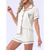 INSPIRE CHIC Women's 2 Pcs Heart Print Cute Short Sleeve Button Downs Shirt with Shorts Lounge Pajama Sets - 2 of 4