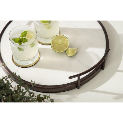 Elegant Round 14'' Bronze Marble Display & Serving Tray