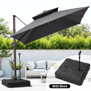 Crestlive Products 10FT Square Double Top Offset Cantilever Umbrella with Base UV30+ Outdoor 360 Degree Rotation 6 Heights Adjustable Umbrella - 1 of 4