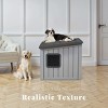 SEVOBAL Pet Crates and Houses Slanted Roof Pet House Two Entry Doors Rain Protection Simple Setup for Indoor Outdoor Use, Gray, 24.65"*21.5"*22.21" - 2 of 4