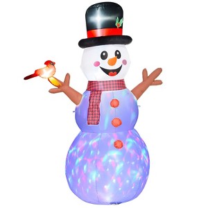 SEVOBAL 7.9' Christmas Inflatables Snowman with Branch Hands, Blow-Up Outdoor Christmas Decorations for Lawn Garden Party, White, 65"*39.4"*94.5" - 1 of 4