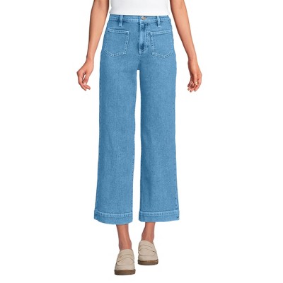 Lands' End Women's Denim High Rise Wide Leg Crop Jeans