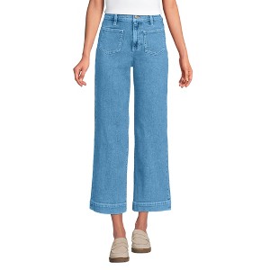 Lands' End Women's Denim High Rise Wide Leg Crop Jeans - 1 of 4