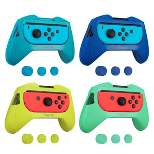 Insten 4 Pack Controller Thumb Grips Compatible with Nintendo Switch Joy-Con Controllers, Blue, Dark Blue, Turquoise, Neon Yellow