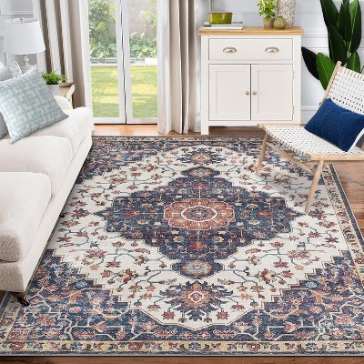 Garvee Washable Area Rug, Non-Slip Distressed Soft Rug