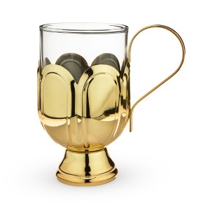 Twine Mulled Wine Glass for Hot Toddies and Cocktails, Clear Glass Mug with Gold Plated Stainless Steel Handle, 12 Oz Set of 1 - 1 of 4