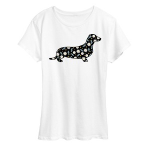 Women's - Instant Message - Daisy Fill Dachshund Short Sleeve Graphic T-Shirt - 1 of 4