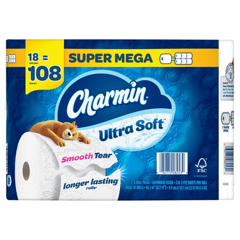  Charmin Ultra Strong Toilet Paper, 16 Mega Rolls = 64 Regular  Rolls : Health & Household