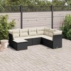vidaXL 7 Piece Patio Sofa Set with Cushions Black Poly Rattan - Black and Cream Without Table - 2 of 4
