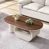 Vynxaria Luxury Oval Coffee Table, 47.24'' Coffee Table with Storage Drawer, White Metal Center Table for Living Room - 3 of 4