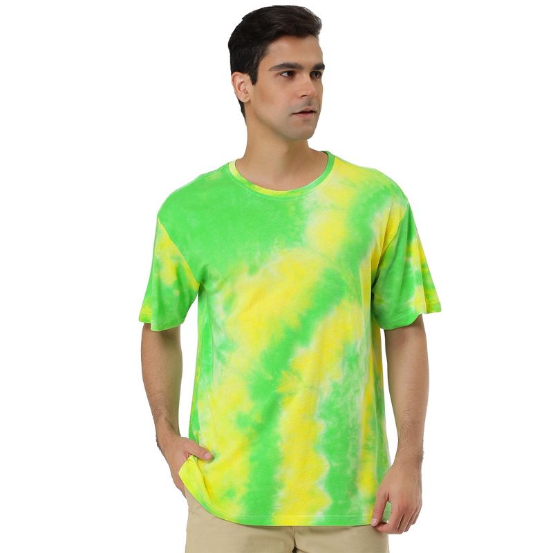 Lars Amadeus Men's Summer Tie Dye Tee Short Sleeves Hip Hop Printed T-Shirt, 2 of 7