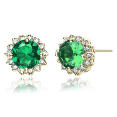 Alfred & Vincent .925 Sterling Silver Martini Stud Earrings, Green Cubic Zirconia May Birthstone