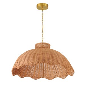 Scalloped Rattan Pendant Lighting, Natural - 1 of 4