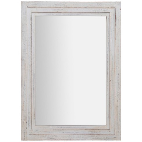 31 X44 Distressed Tiered Barn Wood Framed Wall Mirror White Gallery Solutions Target