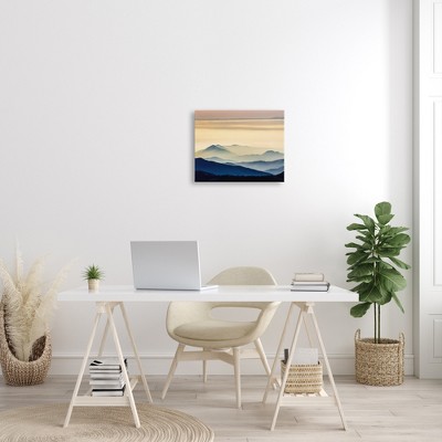 Foggy Sunrise Mountain Peaks Landscape Wrapped Canvas Print, 20 x 16