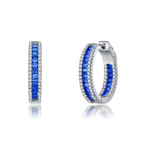Guili Sterling Silver Hoop Earrings with Colored CZ in Rose Gold, Silver, or Classic Finish – Timeless Sparkle and Elegance for Any Collection - 1 of 3