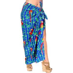 LA LEELA Women's Beach Bikini Swimwear Swim Cover Up Wrap Summer Wraps Swimsuit Beachwear Sarong Coverups Skirts for Women One Size Blue,Floral - 1 of 4