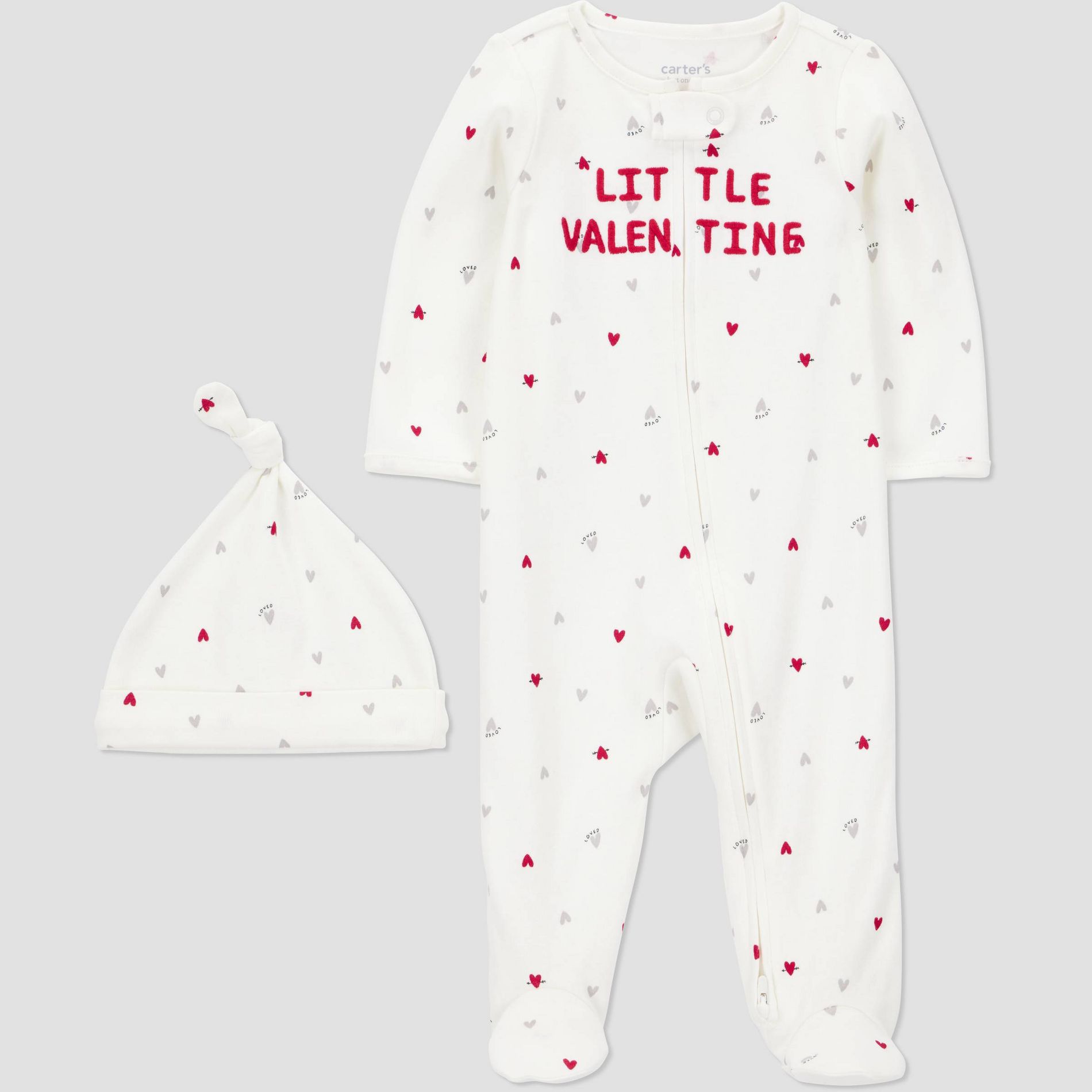 Carter's Just One You® Baby Boys' Little Valentine Sleep N' Play with Hat - White