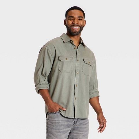Мужская куртка Goodfellow & Co Vintage Long Sleeve Utility Shirt Jacket, цвет: Зелёный