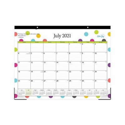 2021-22 Academic Desk Pad Calendar 22"x17" Monthly Teacher Dots - Blue Sky