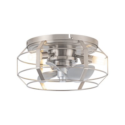 Parrot Uncle 12.2" Modern Satin Nickel Flush Mount Ceiling Fan Bladeless Fandelier