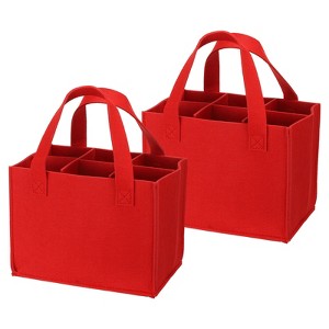 Unique Bargains Neoprene Reusable 6 Bottle Wine Carrier Tote Bag with Divider 2 Pcs - 1 of 4