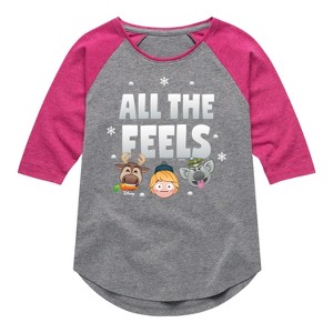 Girls' - Disney - All The Feels Shirt Tail Raglan Graphic T-shirt - 1 of 3