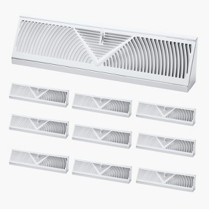 VEVOR 18-Inch Floor Registers,10-Pack Baseboard Registers, HVAC Heavy-Duty Walkable Iron Floor Vents, Rustproof Anti-Peeling Air Vents Deflector,White - 1 of 4