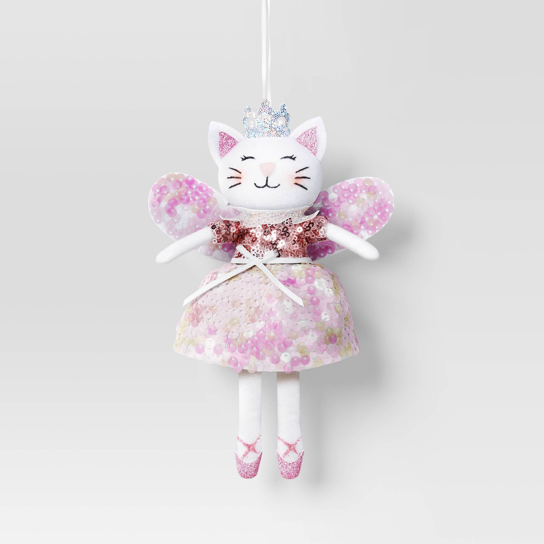 4.5" Silver Cat with Tiara Christmas Ornament Cat - Wondershop™