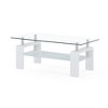 43" Coffee Table with Glass Top, 1 Shelf and Metal Accents with Center Bar for Living Room or Modern Interiors - 2 of 4