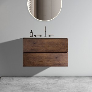 NicBex Floating Bathroom Vanity with Sink and Faucet Holes,Bathroom Sink Vanity with 2 Drawers,Oak/Walnut/White/Gray - 1 of 4