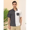 Lars Amadeus Men's Summer Polka Dots Short Sleeves Button Down Patchwork Shirt - 2 of 4