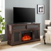 58" TV Stand with 23" Electric Fireplace Insert, Embossed Pattern Media Console with Sliding Door, Open and Closed Storage for Living Room or Bedroom - 3 of 4