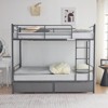 KTMBDW Twin Over Twin Convertible Bunk Bed with 2 Storage Drawers, Metal Bunk Bed Can be Divided Into Two Daybeds, Gray - 3 of 4