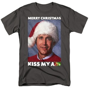Christmas Vacation Merry Kiss Adult T-Shirt Charcoal 3X Large - 1 of 4