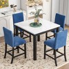 NicBex 5 Piece Dining Table Set with Faux Marble Top for 4 Kitchen Rectangle Table Set with 4 Nailhead Trims Side Chairs for Dining Room - 2 of 4