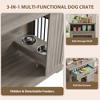 Dog Crate Furniture, 43.7 Inch Wooden Dog Kennel Indoor with 1 Storage Drawers&Feeding Bowls,Heavy Duty Large Crate Furniture, End Table Cage - 4 of 4