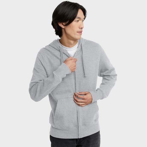 Hanes Originals Men s Zip up Hoodie Midweight Fleece Light Steel L Target