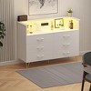 6-Drawer Dresser w/ LED Light & Charging Station, Double Wide Wooden Storage Chest for Bedroom, Living Room - 2 of 4