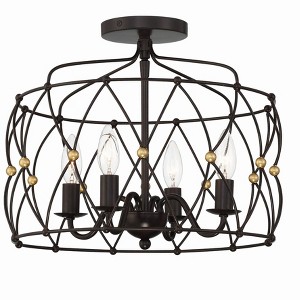 Crystorama Lighting Zucca 4 - Light Semi-Flush Mount in  English Bronze/Antique Gold - 1 of 4