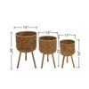 VisioGear 3PCS Round Planter with Stand, Plant Pots for Hall, Living Room, Brown, 15"*15"*26" - 3 of 4