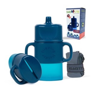 Flipping Holder’s KiddyTrek Sip & Snack Set - food pouch holder + juice box holder + snack cup + sippy cup – all in one 6-piece set Blueberry - 1 of 4