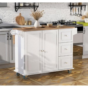 Kitchen Island with Dropleaf Top, Towel and Spice Rack - 1 of 4