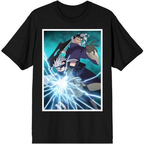 Naruto Shippuden Sasuke and Kakashi Men's Black T-Shirt-3XL