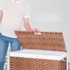 Fontoi Utility Storage Bins, Clothes Hamper with Rattan Frame Wheels, Laundry Basket with Two Removable Bags, Brown, 13.4"*26.4"*27.6" - 3 of 4