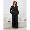 Coolmee Womens Satin Silky Pajama Set 2 Piece Soft Loungewear Button Down Sleepwear with Elastic Waist Long Pants - 3 of 4