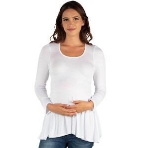 Maternity Long Sleeve Solid Color Swing Style Flared Tunic Top - 24seven Comfort Apparel™ - 1 of 4