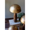 Antique Brass Mushrooms with Wooden Bases – 14.5" Tall Set of 3 by Kalalou - 4 of 4