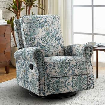 Pablo traditional-normal Manual Swivel Glider Recliner with  Nailhead Trims for Living Room  | KARAT HOME