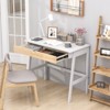 Tangkula White Computer Desk with Storage Wood Modern Writing Desk Large Drawer & Rubber Wood Legs Study Desk for Small Space - 3 of 4